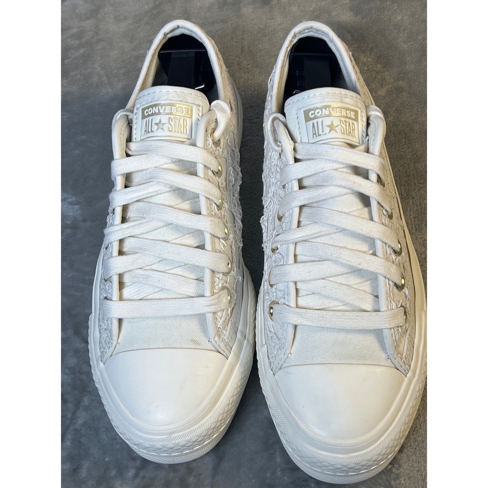 Converse Chuck Taylor All Star Lift Crochet Lace Platform Sneaker Womens 7 White